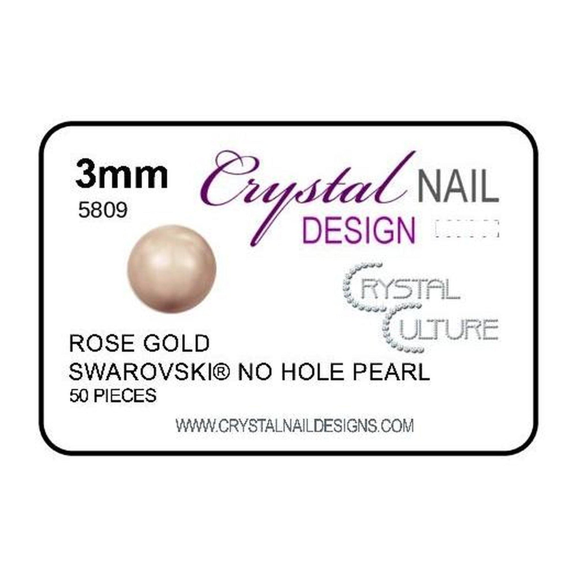 3mm Swarovski No Hole Pearl - Rose Gold-Gel Essentialz
