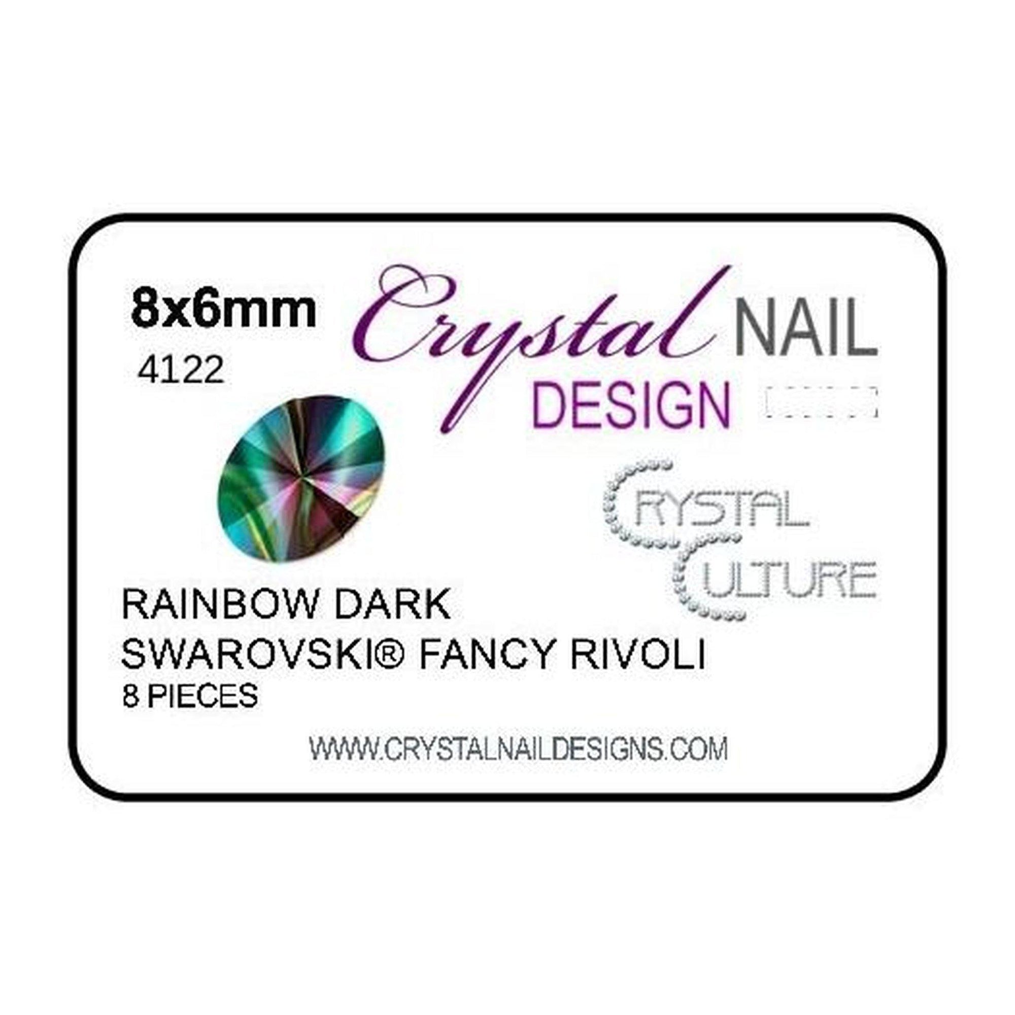 8mm x 6mm Oval Rivoli Crystal - Rainbow Dark-Gel Essentialz