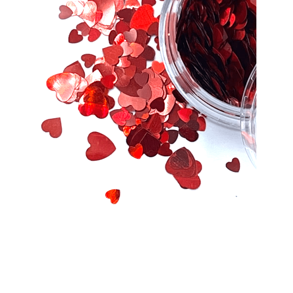 Corazones rojos holográficos de San Valentín