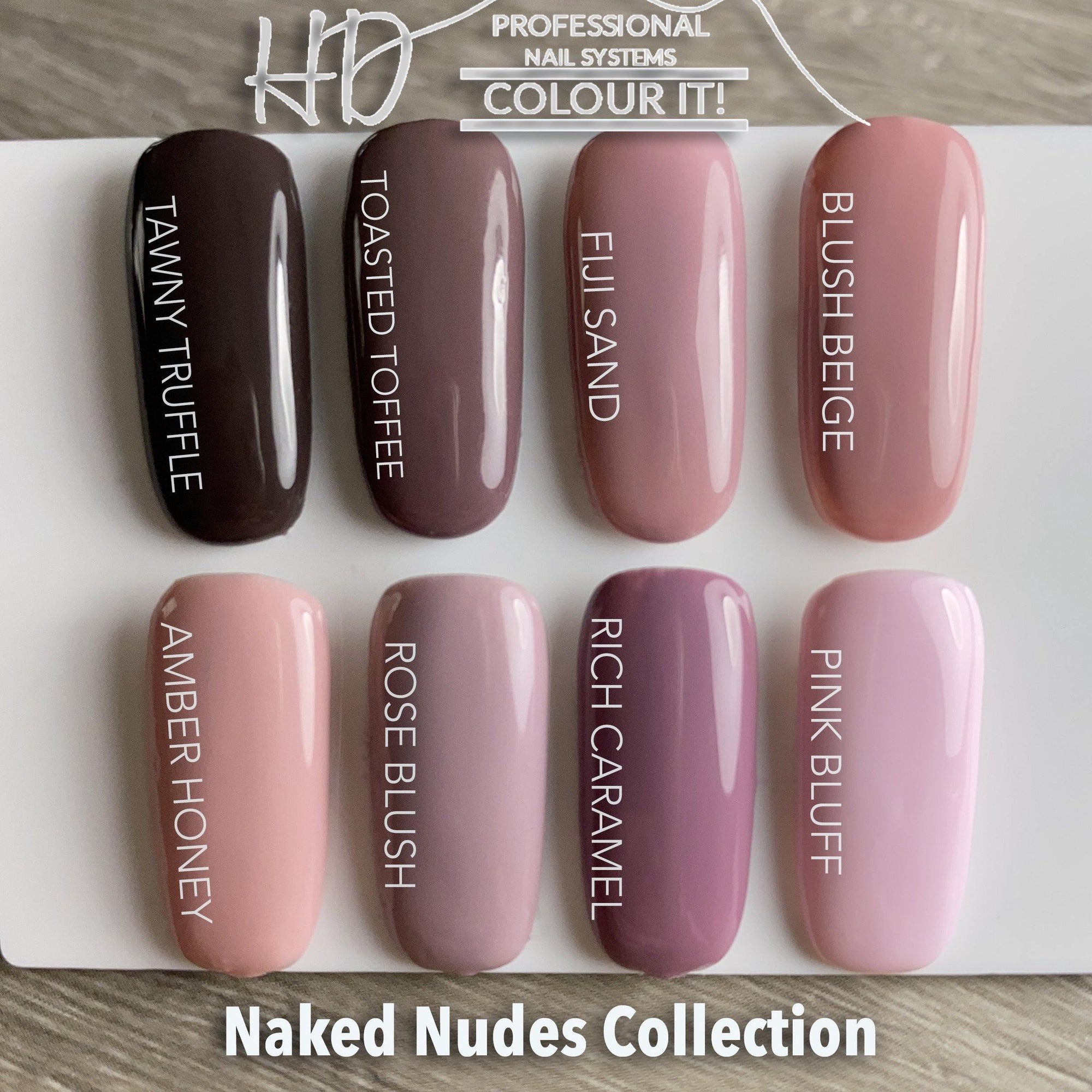 HD Colour It! Naked Nudes Collection (all 8 colors 15ml) - Gel Essentialz
