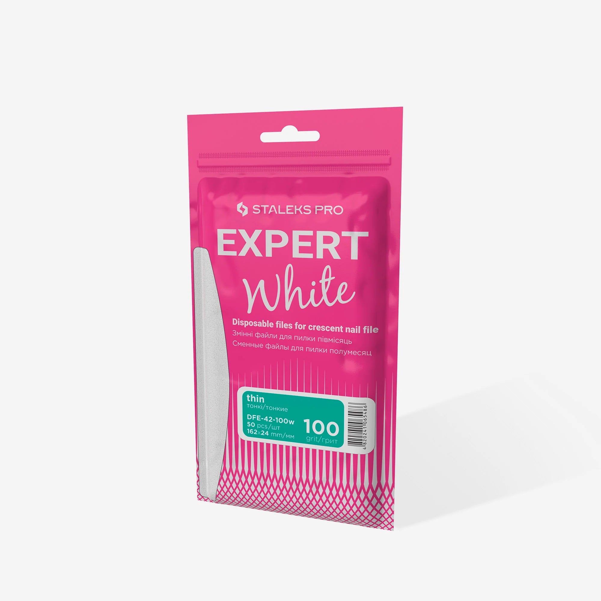 STALEKS PRO EXPERT 42 (White Thin) REFILL PADS for CRESCENT FILE, 50pc