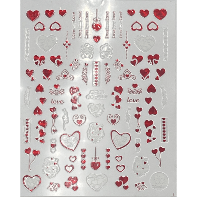 Pasties Decals Holo Red Hearts (D)