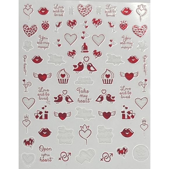 Pasties Decals Holo Red Lovebirds