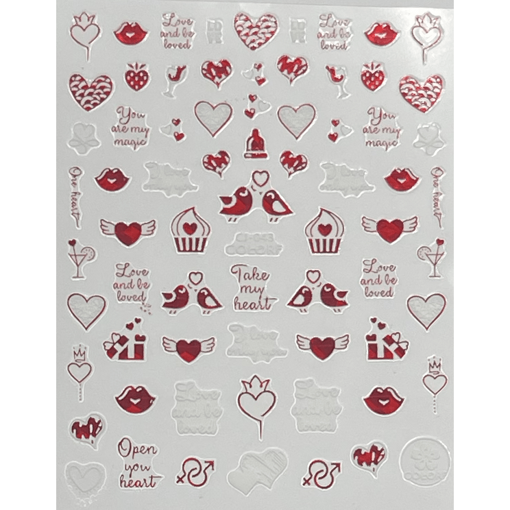 Pasties Decals Holo Red Lovebirds (D)