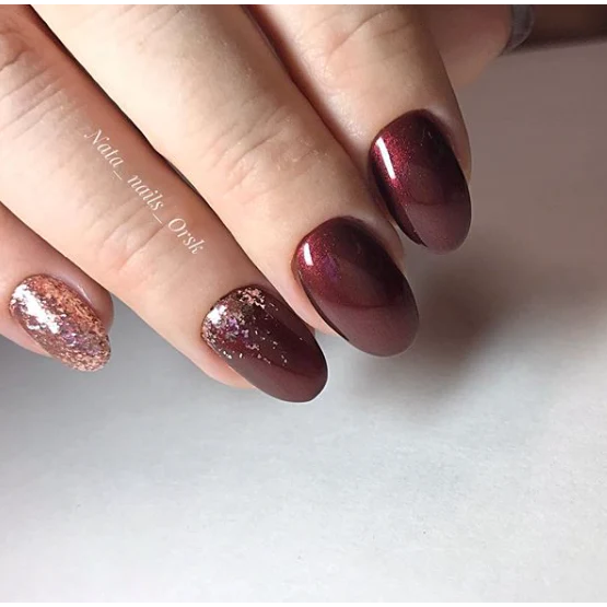 Pink and Rose Gold Foil Ombre Nails with Bling