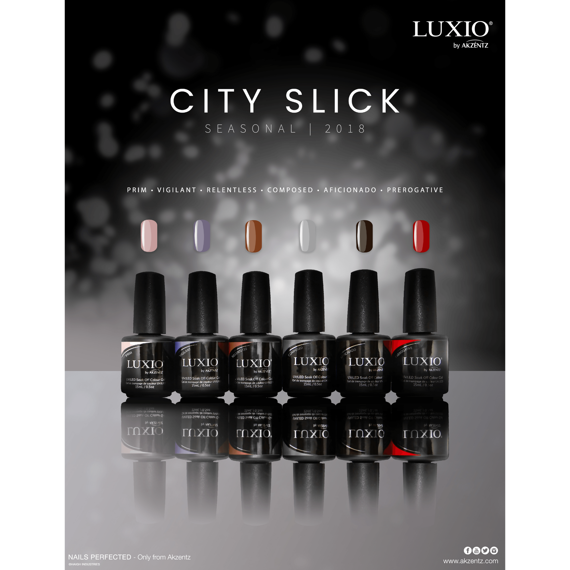 Luxio City Slick Collection (full 15ml size - all 6 colors) - Gel Essentialz